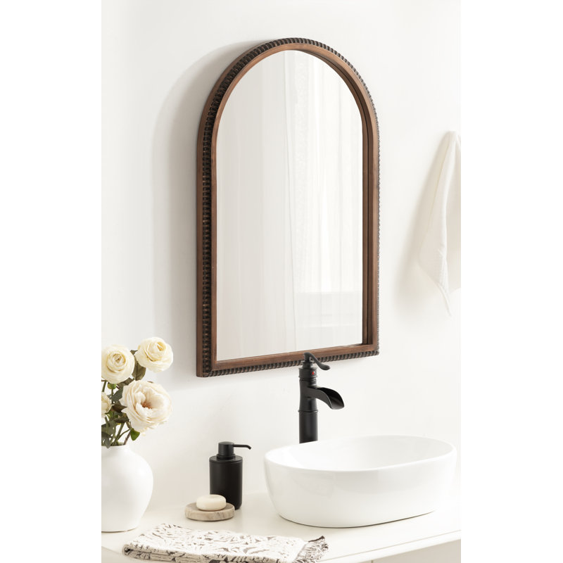 Chaston Beaded Arch Wall Mirror for Use as Bathroom Vanity Mirror, Bronze