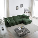 Modular Sectional Sofa,Deep Seat Couch   , 4 Pillow,  L-Shaped Sofa    Apartment,GREEN