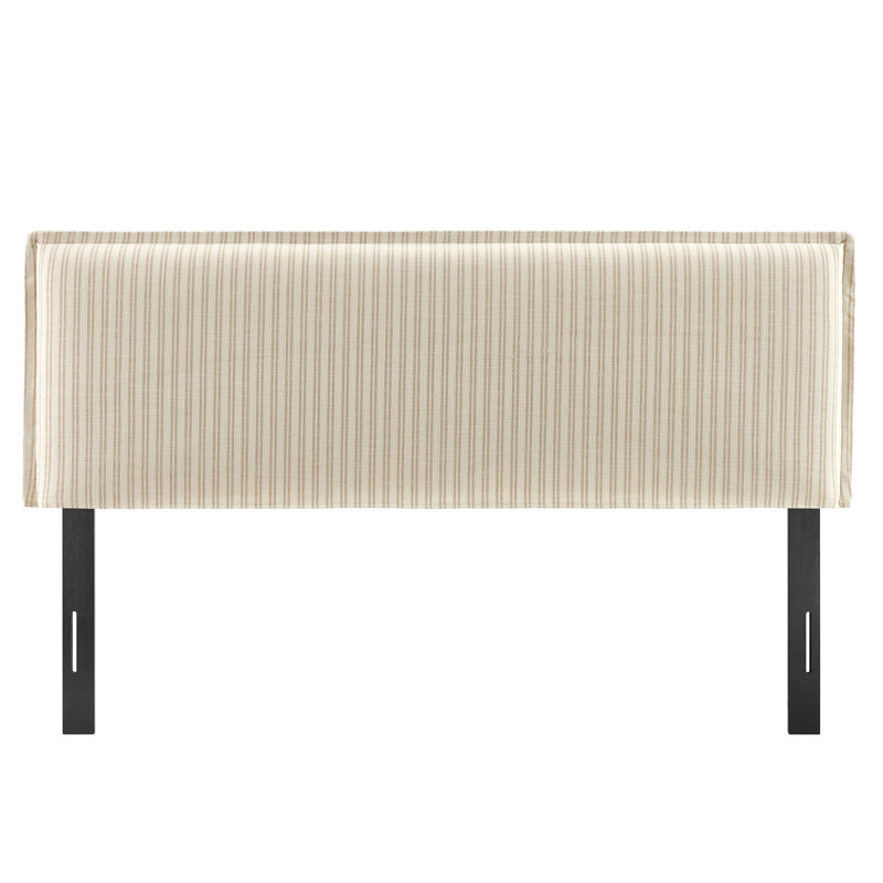 Bentleyville Striped Linen Blend Queen Size Headboard In Oatmeal Stripe, Ivory, Queen