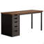 Bureau d'ordinateur 47 po avec 5 tiroirs et armoire réversible, bureau rustique brun et noir avec rangement, table d'écriture moderne pour petits espaces