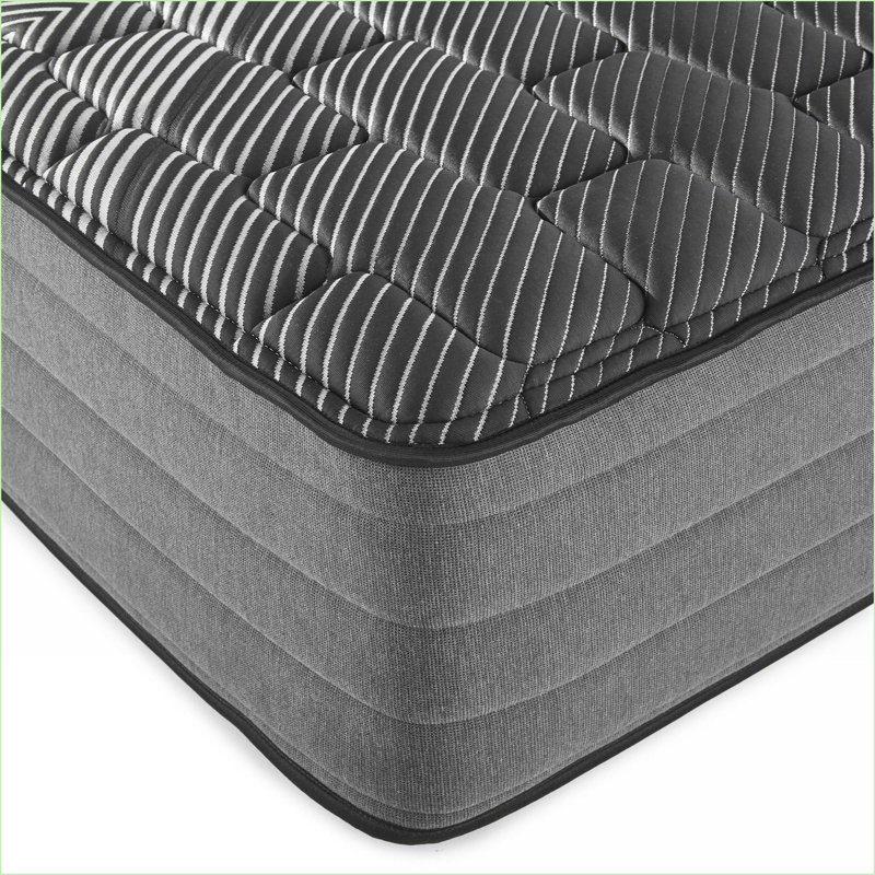 Mattresses: 14” Pure Ice Lux Firm Quilted Queen Mattress with Cooling Ice Cover &amp; Copper-Gel Foam | Foam+Spring | Black