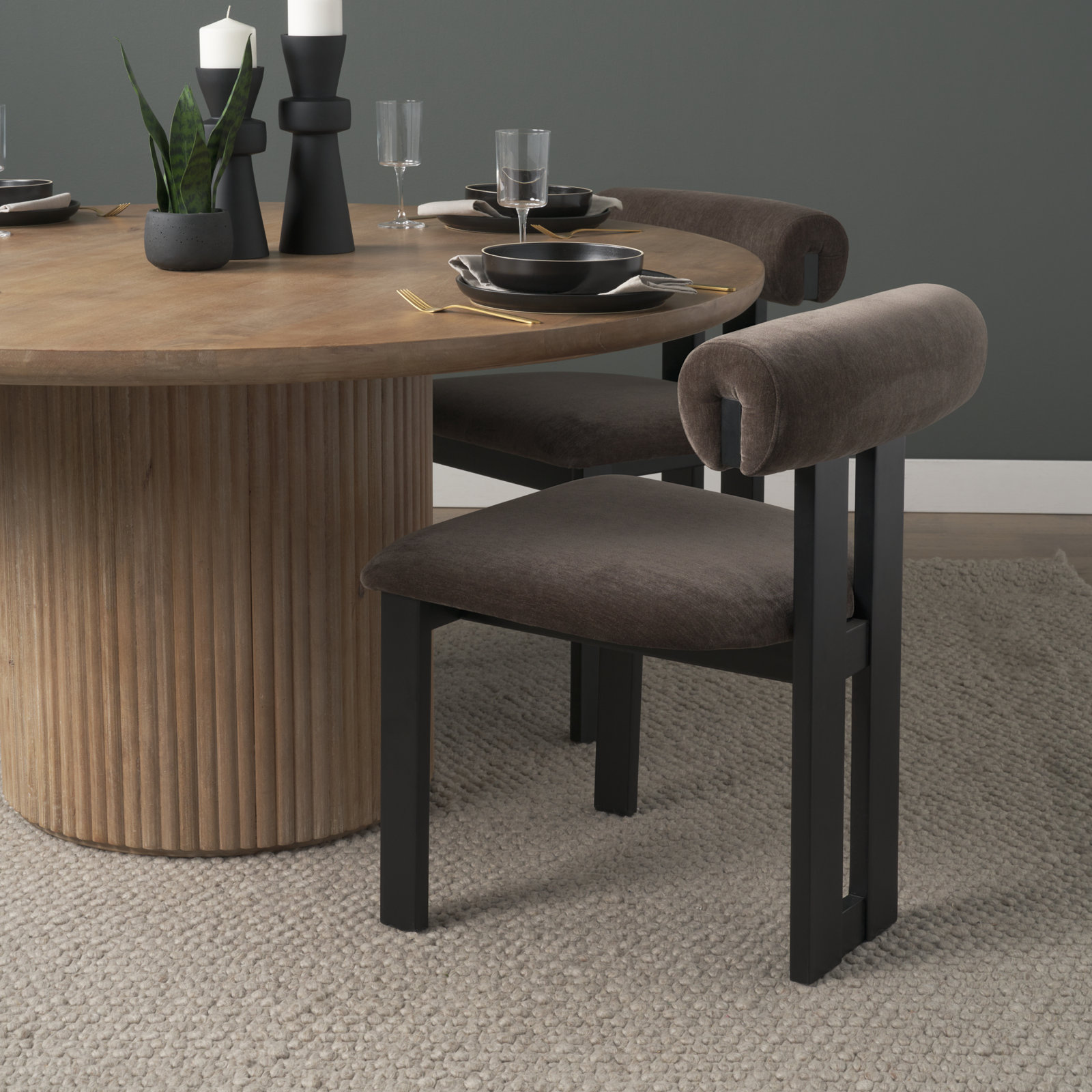 Ardith Oak Dining Chair, Black, Black