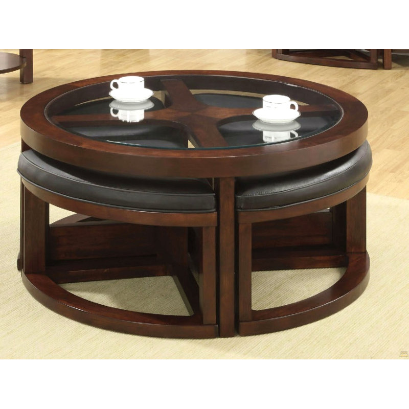 Ensemble de table basse avec repose-pieds en verre