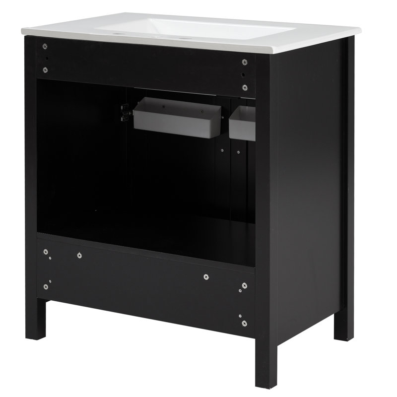 Meuble-lavabo de 30 pouces avec lavabo en céramique et beaucoup de rangement - le choix parfait pour les petites salles de bain