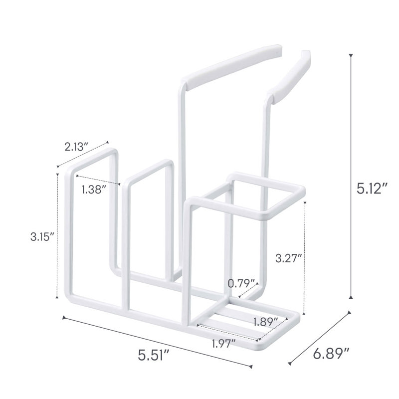 White Steel Faucet-Hanging Sponge and Brush Holder