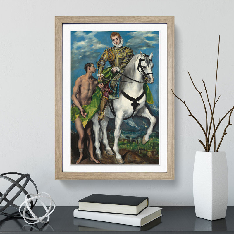 Saint Martin and the Beggar by El Greco - Picture Frame Painting, 48cm H x 36cm W x 2cm D, Oak Framed