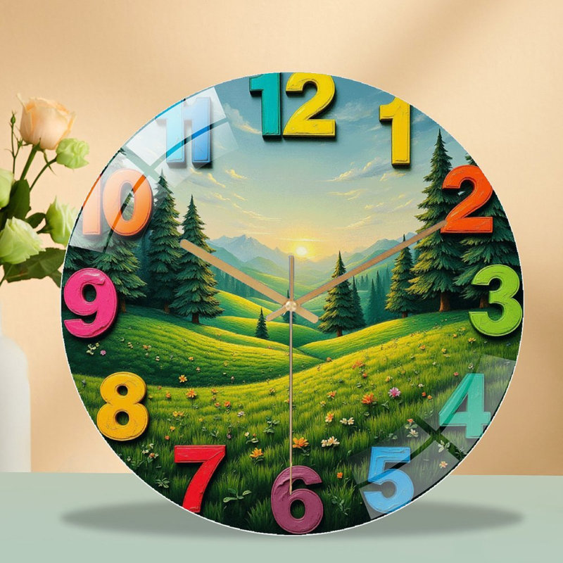 Grande horloge murale colorée pour décoration intérieure - Horloge murale moderne en verre 12 po