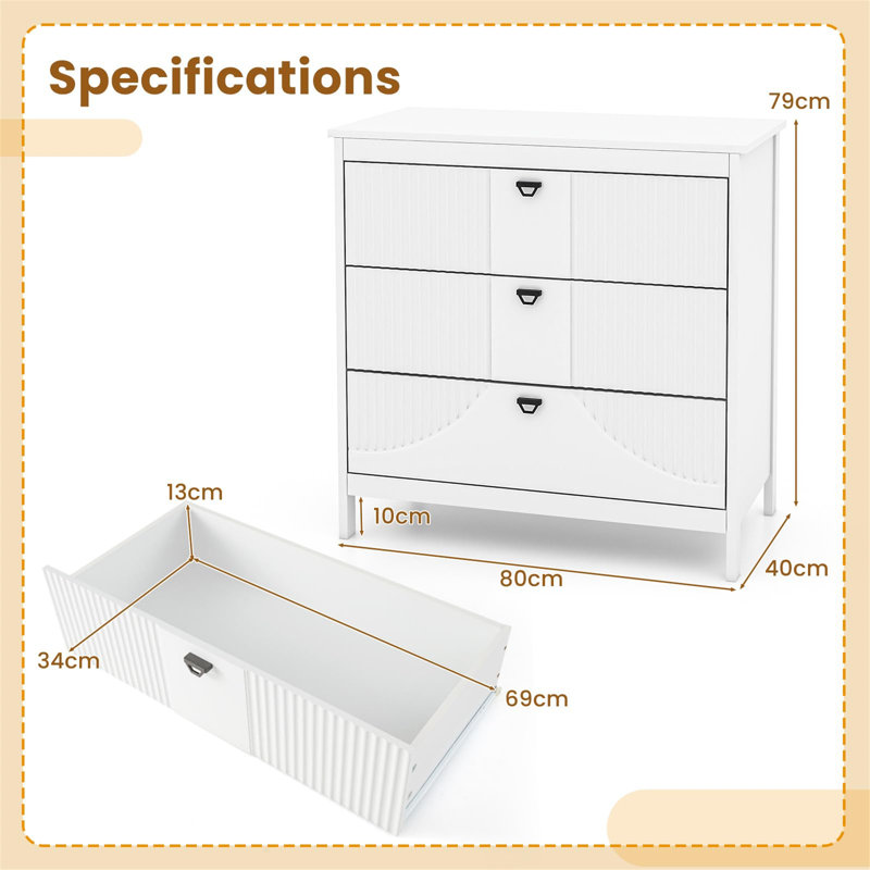 80cm W Manufactured Wood Bedside Table