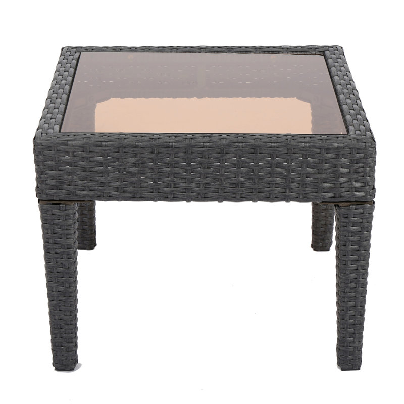 Outdoor Grey Furniture: Side Table With Glass Top - To Elements And Weather-, Gray