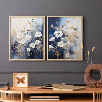 FLORAL Series CECII - Impression encadrée de qualité supérieure - prête à être accrochée - aucun clou requis - aucun clou requis