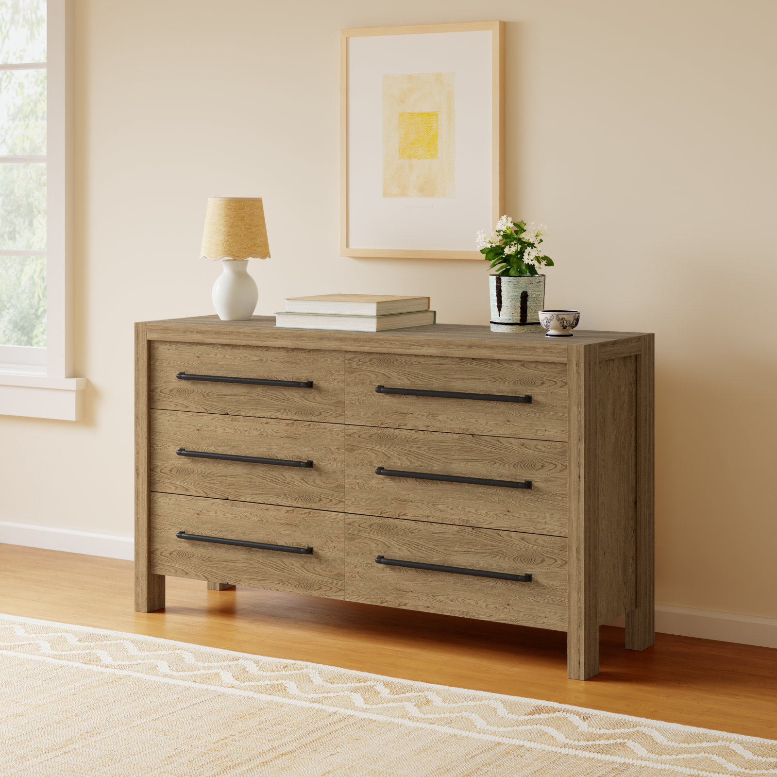 Laroche 62" Oak Double Dresser, Pale Oak