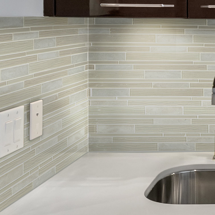 Interlocking 12" x 12" Natural Stone/Glass Mosaic Sheet Tile