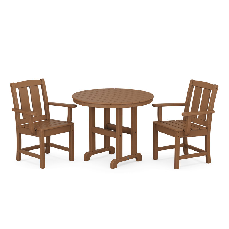 Mission 3-Piece Farmhouse Dining Set, Teak
