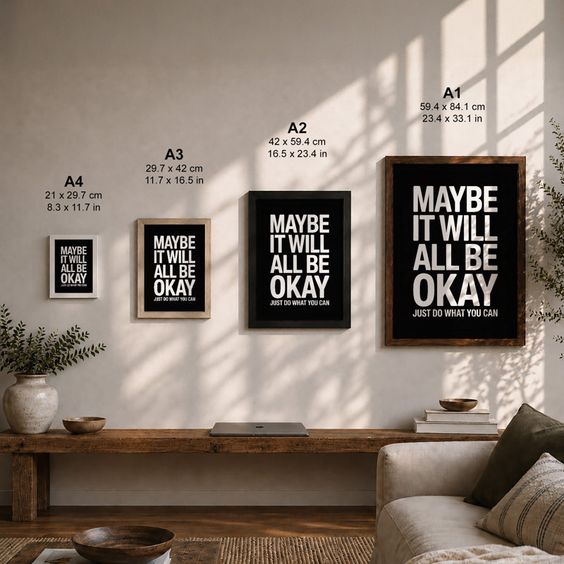 Just Do What You Can Typography - Framed Print, Unframed, A3 - 42.0 x 29.7 cm