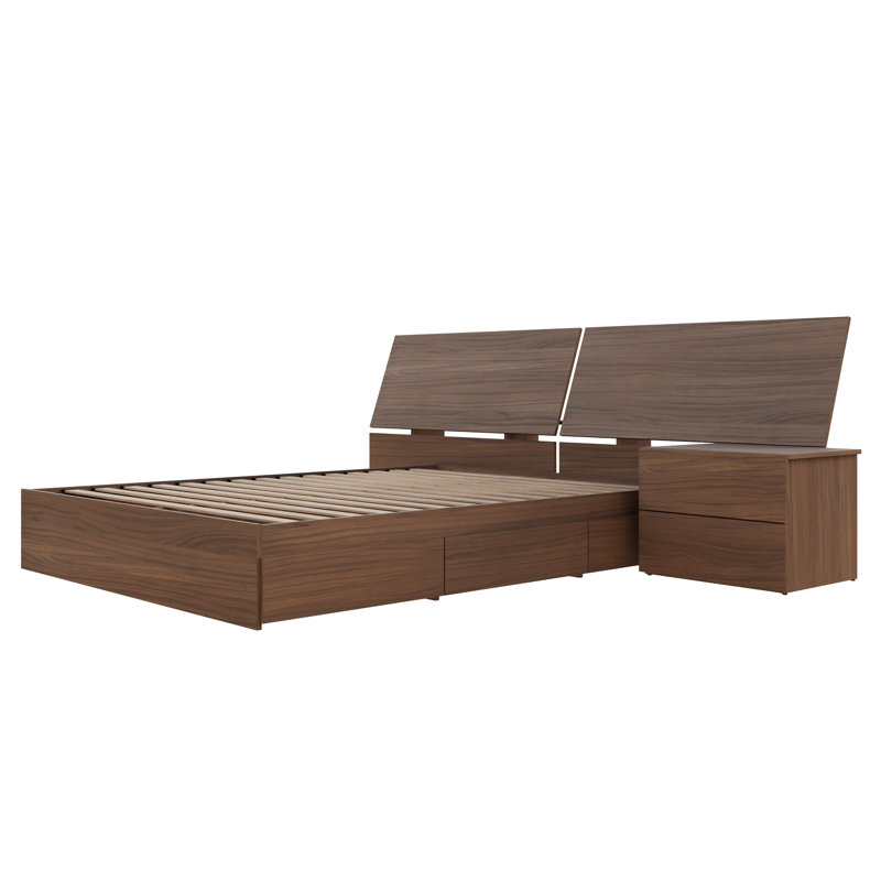 Ensemble de chambre à coucher avec rangement réversible 2 pièces Kirkham, Marron
