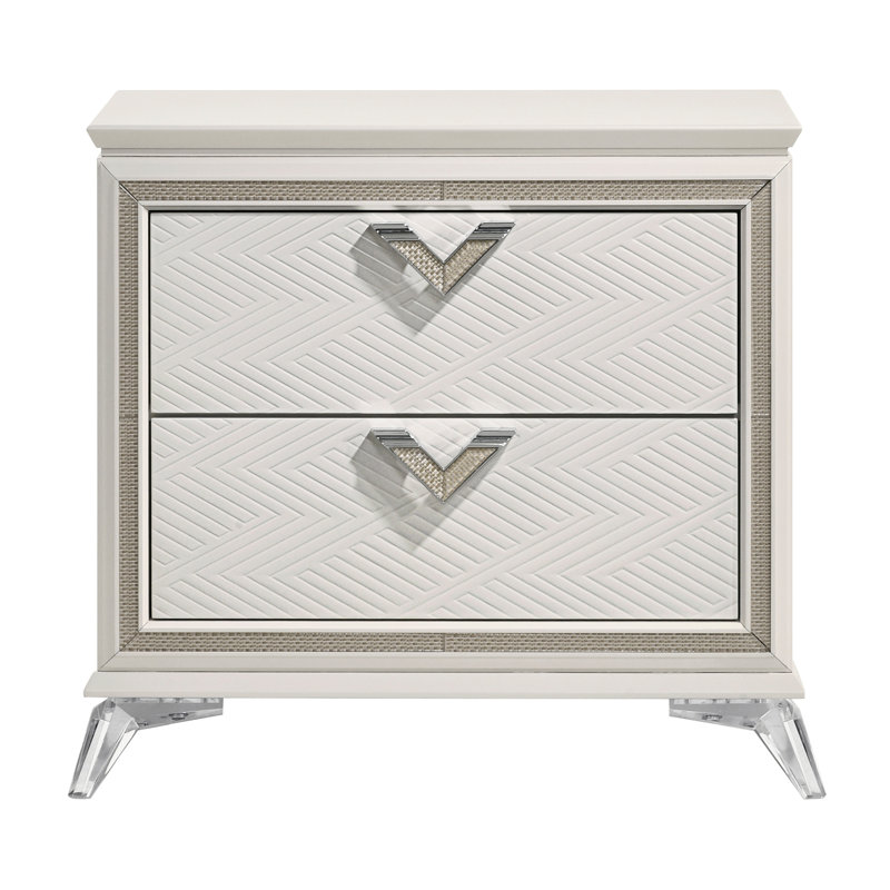 Table de chevet pour chambre à coucher avec 2 tiroirs au fini blanc antique moderne 2 pour l'organisation