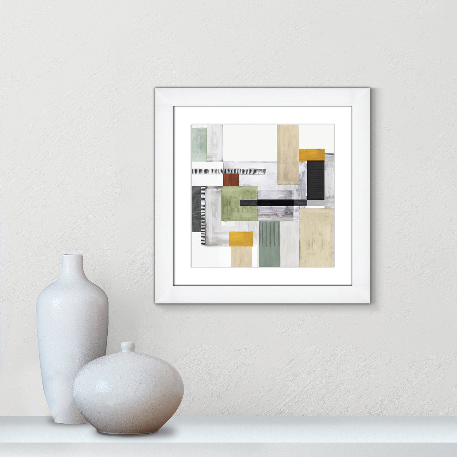 Playful Blocks Print, 18.5" H x 18.5" W x 1.25" D, White Cube Framed