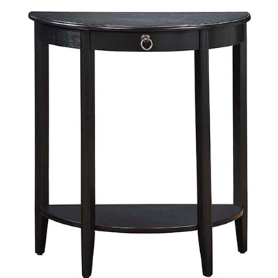 Half-Moon Console Table In Black - Enhances Room Decor With Storage Modern Look