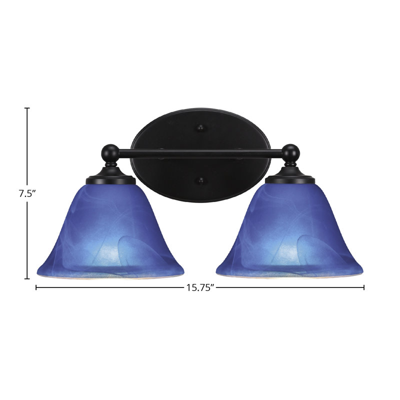 Barre d'éclairage de salle de bain Sadea avec verre italien bleu de 7 po, Noir mat, 2