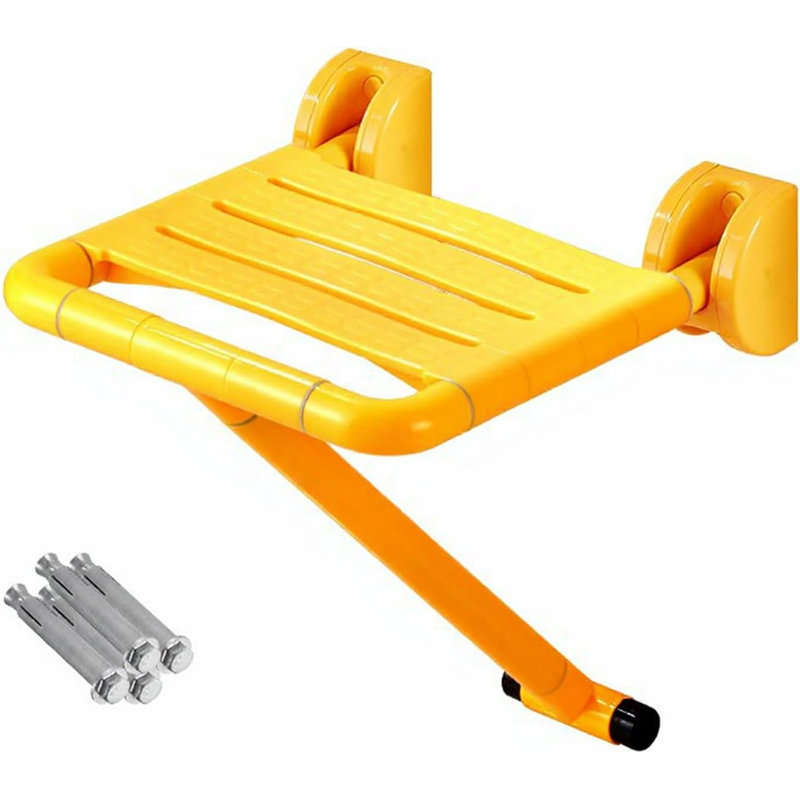 Wall Mounted Folding Shower Seat Folding Flip-Up Bath Seat Bathroom Stool with 150Kg Load Capacity Bath Stool for Elderly and Disabled