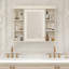 Armoire de rangement murale 35 po x 28 po avec porte miroir, armoire de salle de bain moderne avec miroir, armoire à pharmacie avec 6 tablettes ouvertes