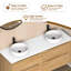 Dessus de meuble-lavabo blanc en pierre de quartz 60 po avec double vasque ronde en céramique