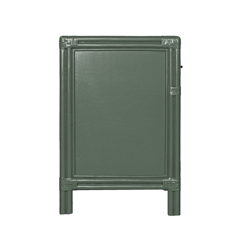 Clara Collection 1 - Drawer Rattan Nightstand, Evergreen