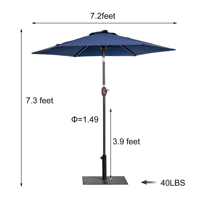 Parasol de marché 86,4 po avec base Prithvi, Bleu marine