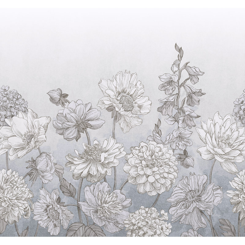 Superfresco Easy Muted Floral Print To Order Fixed Size 2.8m x 3m Mural, Light Blue