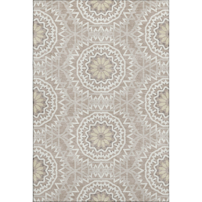 Addison Red Synthetic Washable Non-Slip Rectangular Rug