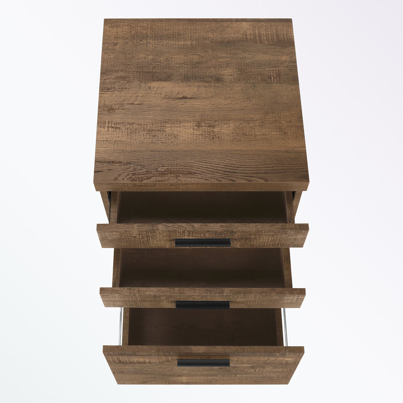 18.25'' Wide 3 -Drawer Mobile File Cabinet, Brown