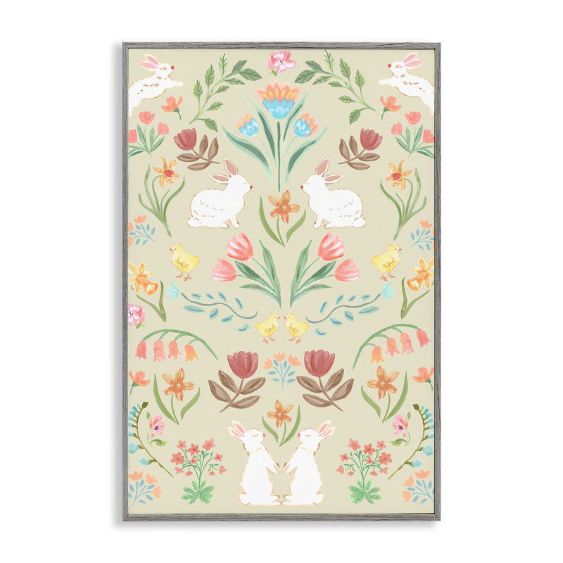 Giclée symétrique encadrée de Pâques, design par Corinne Haig, H 18 po x l 12 po, Estampe numérique Farmhouse