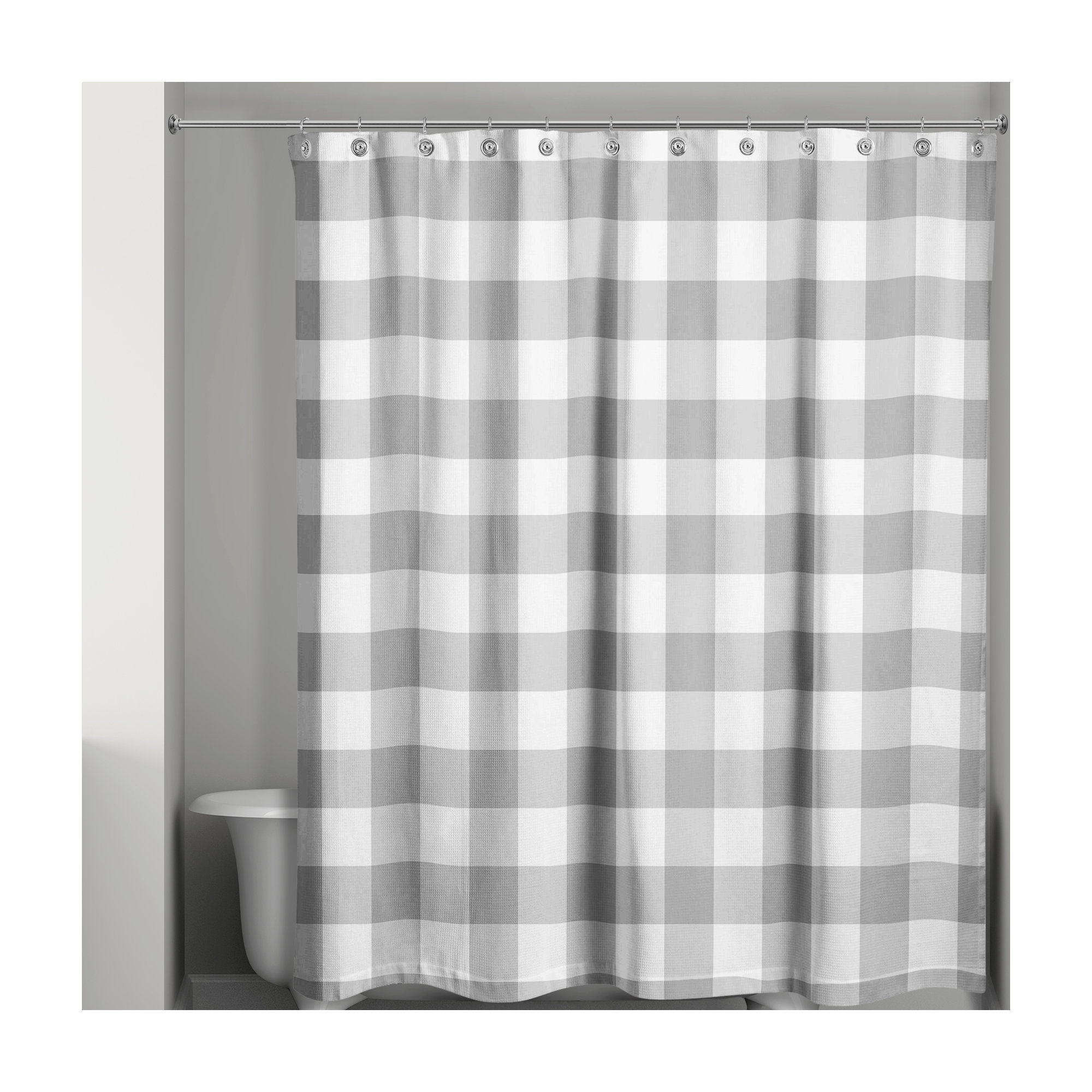 Hanka Polyester Shower Curtain, Gray