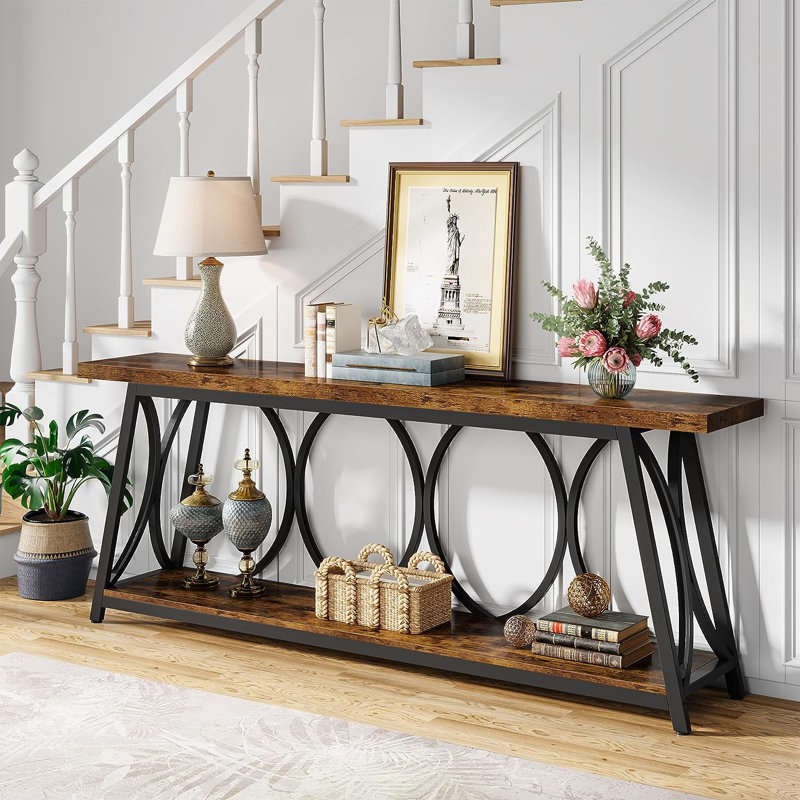 Pierz 70.87'' Console Table, Brown/Black