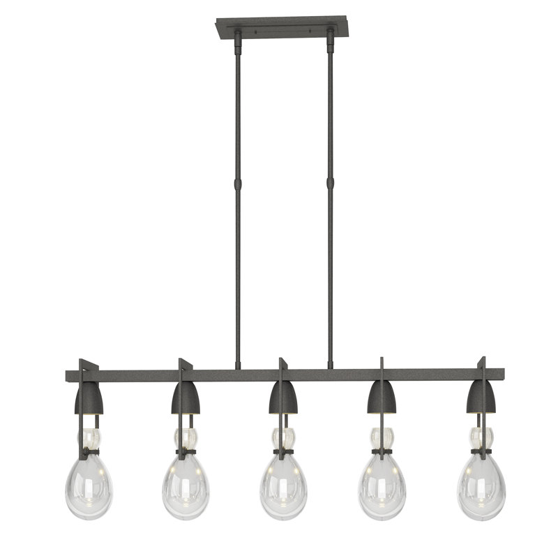 Apothecary 5 - Light Kitchen Island Linear Pendant, Natural Iron