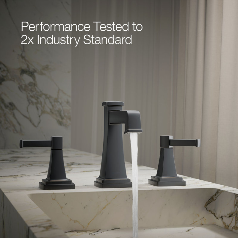 Riff Widespread Bathroom Sink Faucet, Matte Black, 0.5 GPM