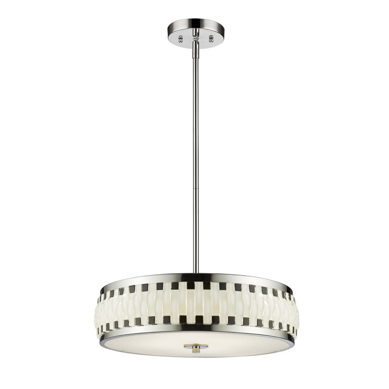 Chrome and Glass LED Drum Pendant Light