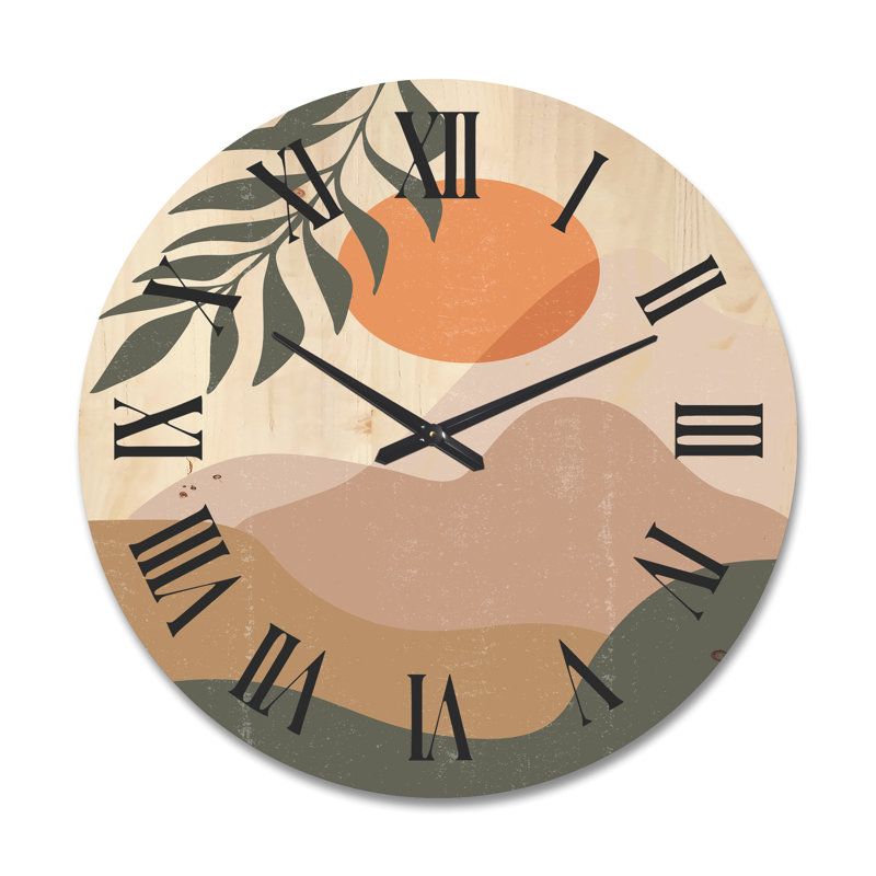 Horloge murale abstraite lune en terre aux tons de terre I, Grand