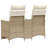 Vidaxl Reclining Garden Sofa Beige PE Rattan Two-Seater-116119958-116119962