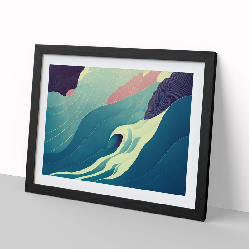 Abstract Waterfall - Framed Print, 46cm H x 64cm W x 2cm D, Black