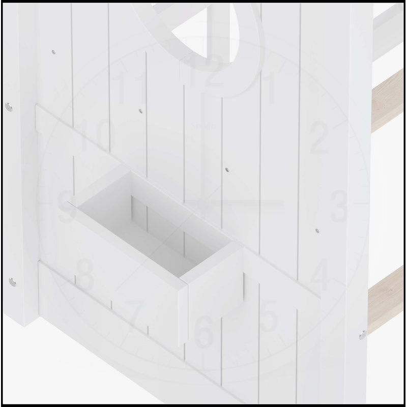 Lit simple pour enfant, lit Montessori pour enfant avec tablette de rangement, lit de jeu avec toit, blanc, Simple, Blanc