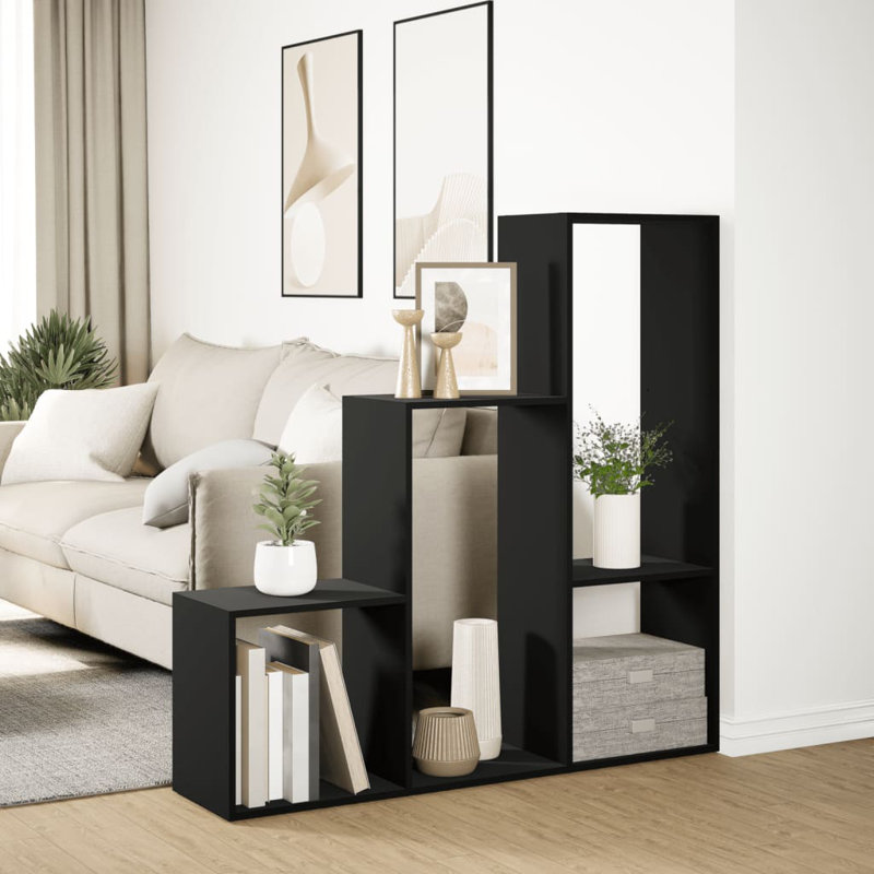 Andreca Bookcase, Black, (3 Shelves) 123cm H x 123cm W x 29cm D
