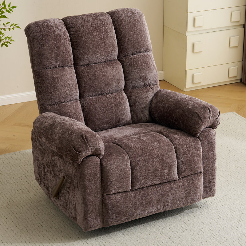 Fauteuil inclinable et pivotant berçant avec chaleur et massage, fauteuil inclinable surdimensionné de 26 po de large avec dossier rembourré, fauteuil inclinable pivotant pour le salon, café