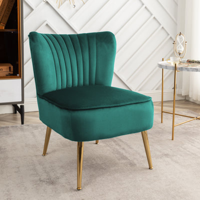 Seelinger Velvet Accent Chair with Gold Chrome Legs