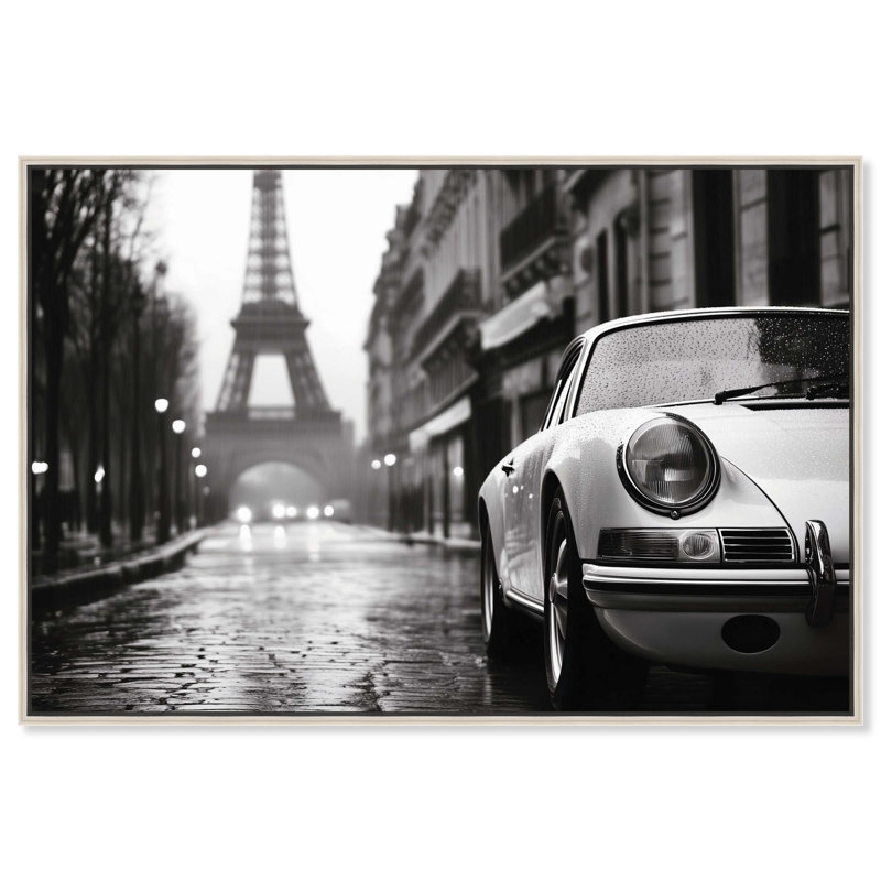 Rainy Day Paris, photographie élégante sur toile par , H 11 po x l 16 po, Encadrement argenté