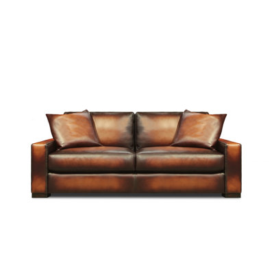 Causeuse à accoudoirs carrés en cuir véritable 72 po Urban Cowboy