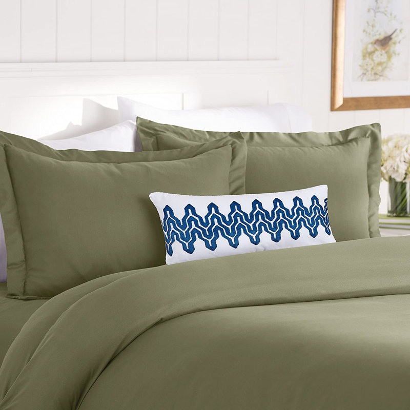 Percale Duvet Cover, Queen Duvet Cover + 2 Standard Shams, Green
