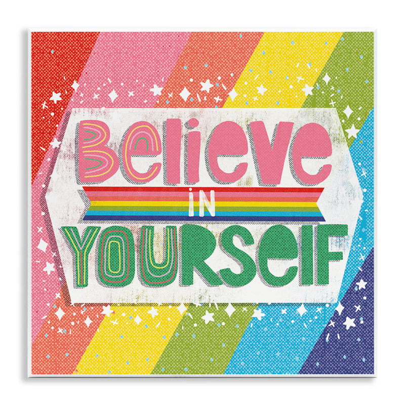 Plaque murale Believe In Yourself Rainbow, design par Jilly Jack Designs