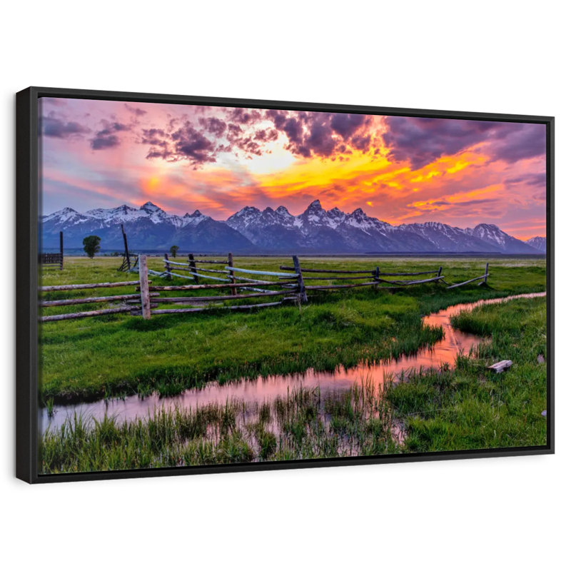 Éclat de Grand Teton, Cadre flottant noir, 37 po x 25 po