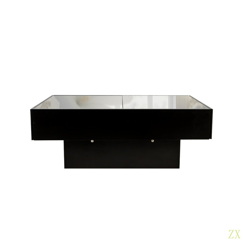 Table basse avec plateau coulissant, table centrale avec compartiment de rangement caché, table extensible pour le salon